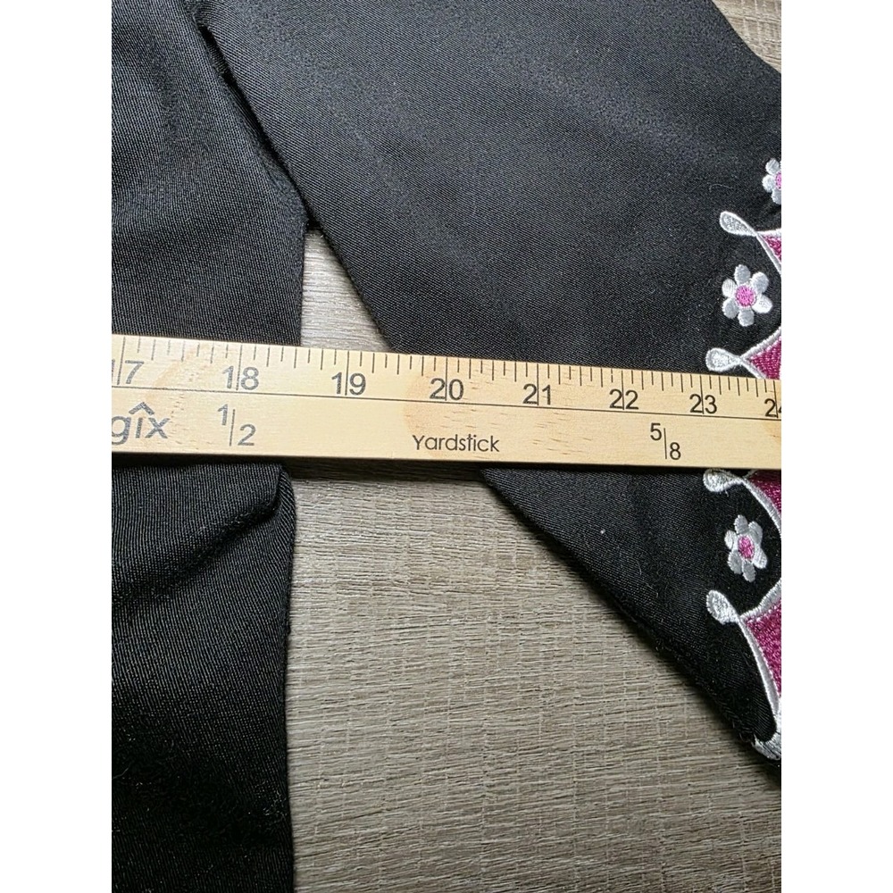 Bob Mackie Wearable Art Jacket Medium Black Pink Embroidery Flower ZipUp QVC 90s - Picture 5 of 8